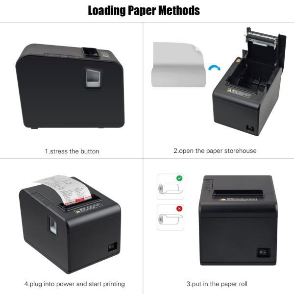 YHDAA POS 80mm Thermal Printer USB LAN Bluetooth Wifi Interfaces
