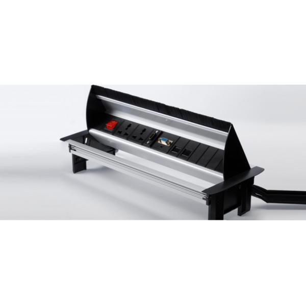 Silver Color Flip Up Sockets Aluminum Alloy Desk Power Data Module