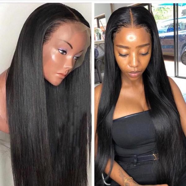 Buy Silk Straight 360 Lace Frontal Wig Raw Brazilian Human Hair Elastic Net At Back at wholesale prices