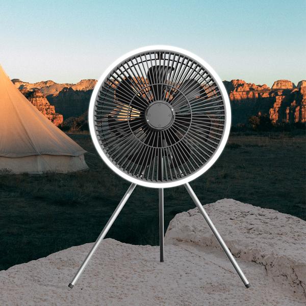 Tripod Rechargeable Camping Fan 1000mAh Battery Wireless Remote Control With LED Light