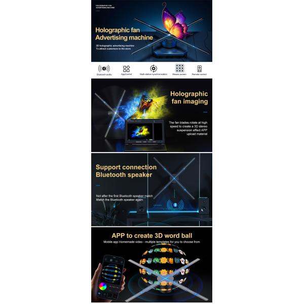 3D Holographic Display Projector 52cm 4 Blades LED Fan Hologram Advertising Display WIFI