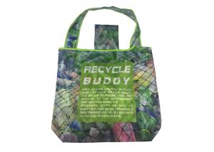 China Personalized Eco Recycled Folding Tote Bag Green Color With Single Long Handles on sale
