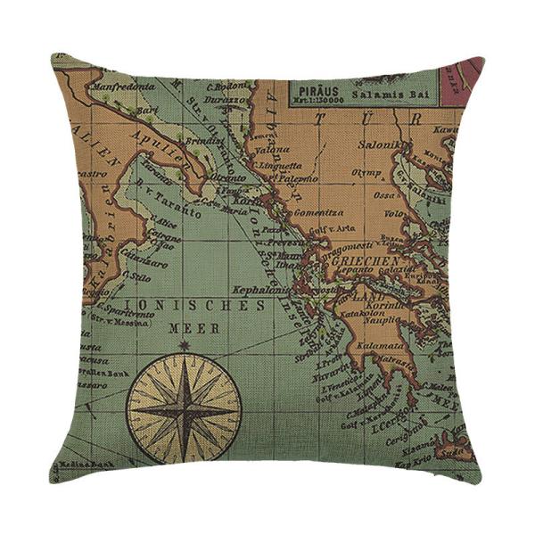 Pillow Covers Home Decorative Map Art Throw Pillow Cases Couch Covers Compass Navigation Compass for Home Sofa Bedding