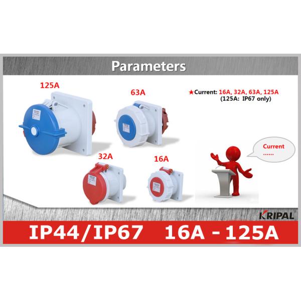 IP44 IP67 Panel Mounted Industrial Socket 16A 32A 63A 125A Power