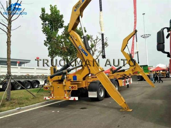 Buy High Efficient  Side Loader Container Truck Easy Loading Unloading With 37 Tons Crane at wholesale prices