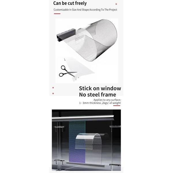 Transparent Led Film Display on Window Flexible Transparent Video Wall