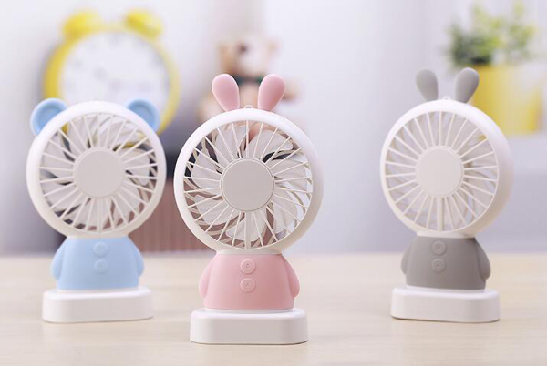 Creative USB Linglong Rabbit/Damo Bear Night Lamp Mini Handheld Fan