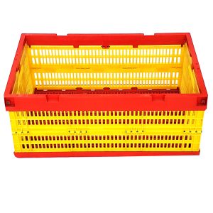Multi-functional Foldable Mesh Plastic Storage Crate for Stackable Collapsible