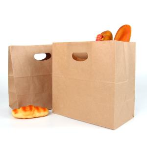 Recycled 4LBS Die Cut Food Packaging Paper Bag Handle Gift Shopping Bag 150GSM