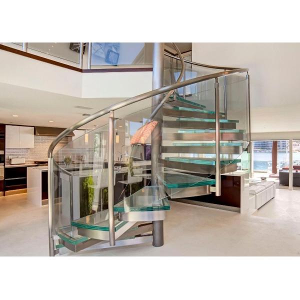 Villa Residential Circle Custom Spiral Staircase Tempered Glass Decorative