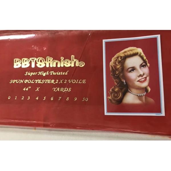 BBTS super high Twisted metallic spun polyester voile fabric for muslim usage white bluishwhite dyeing printing