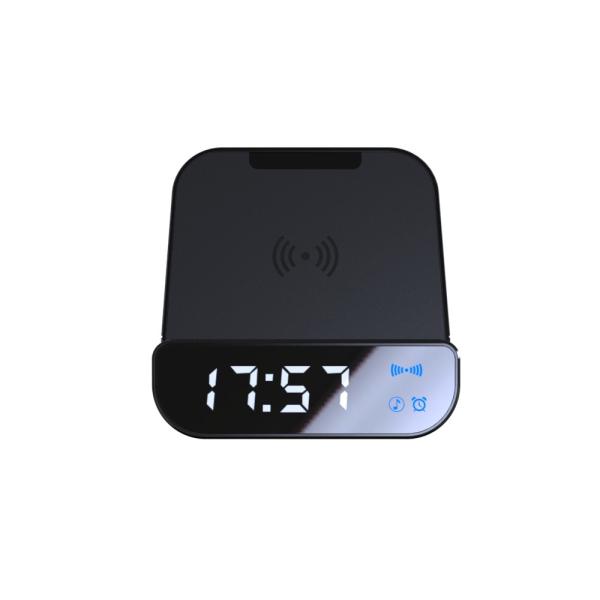 Amazon Hot Selling 10W QI Wireless Charger With Clock Function BT speaker built in 4000mah Power Bank USB Port