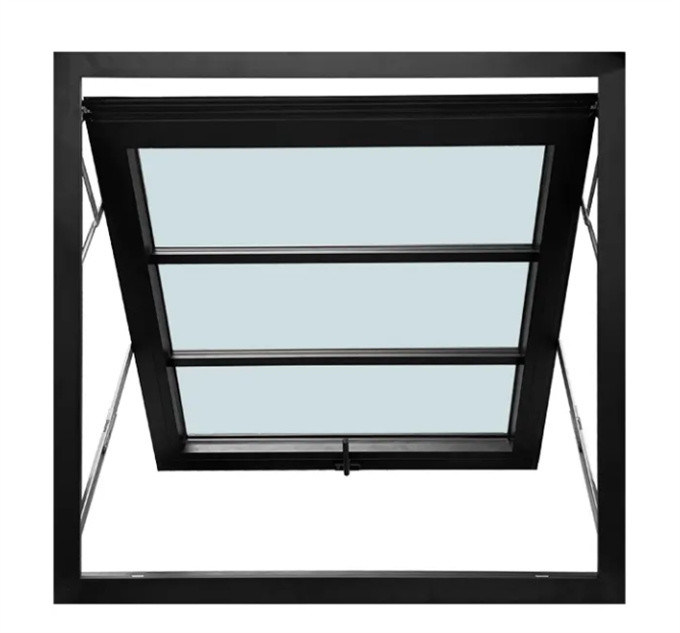 Level 6 Water Tightness SKATE Black Awning Windows With Aluminum Alloy Frame