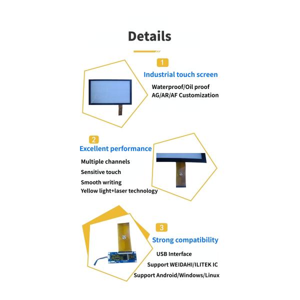 6H Surface Hardness USB Interface PCAP Touch Panel for Extreme Temperature Range and Industrial -30C-80C
