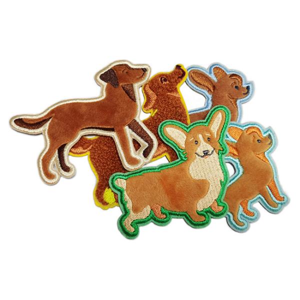 Fur Dog Embroidered Patch , Self Adhesive Embroidered Animal Patches