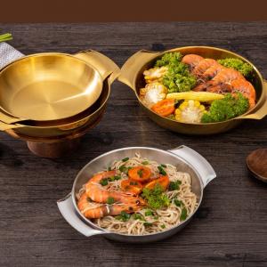 China Good Quality Stainless Steel Golden Soup Pot Korean Ramen Instant Noodle Seafood Lobster Induction Cooker Dry Pot on sale
