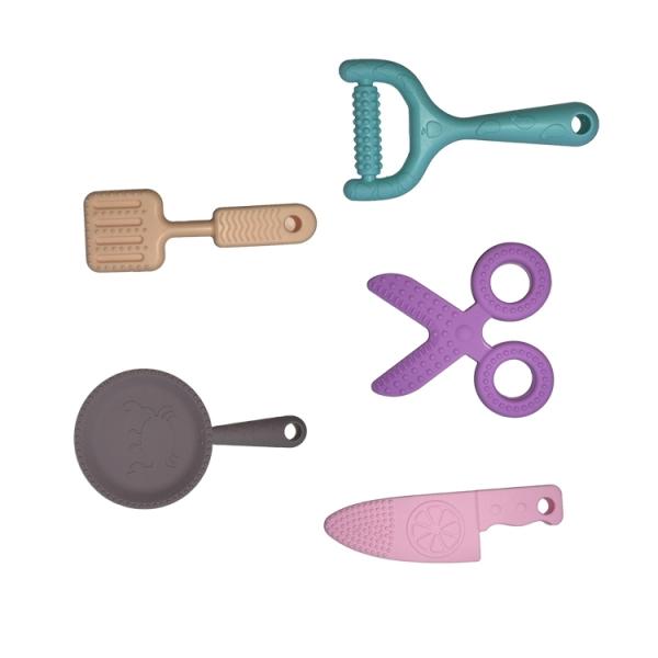 5 Piece Non Toxic Baby Teether Silicone BPA Free Customized Color