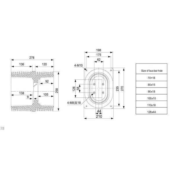 Reliable Epoxy Resin Cast Bushing , 24kV Busbar Wall Through Bushing