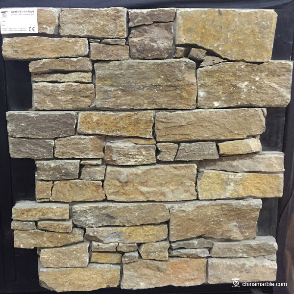 Rust Brown Color Slate Mesh Backed Stone , Stacked Wall Stone Split Finish