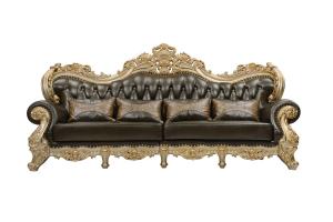 Quality Brown Genuine leather 1+2+3seat Sofa in Classic carving Furniture Sliver color Joyful Ever for sale