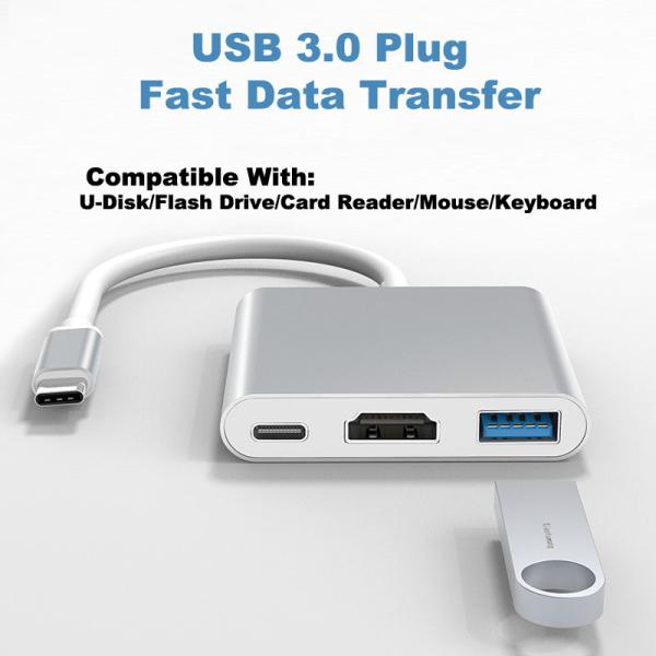 Laptop Type C HDMI HUB 4K Dock Station Adapter With PD USB 3.0 Port