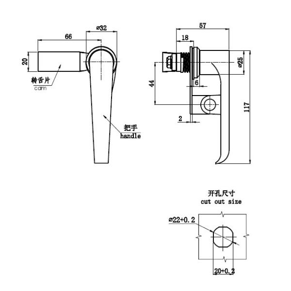Zinc Alloy Garage Door Handle Lock L Swing Handle Latch With Cam