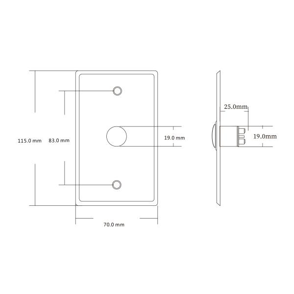 Stainless Steel Door Exit Push Button Switches Panel Mount American ANSI Size