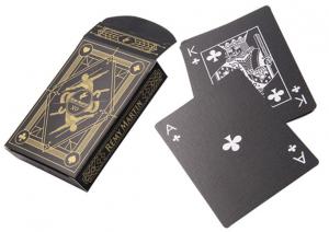 China Black Gold Foil Cardboard Playing Cards Linen Finish CMYK PMS 2.5'' X 3.5'' on sale