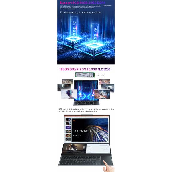 OEM Dual Screen Laptop , Business Laptop Computers With 16 Inch 14 Inch Touch Screen