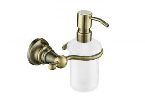 China Wall Mounted Soap Dispenser Antique Brass With Brass Pump PP Bottle on sale