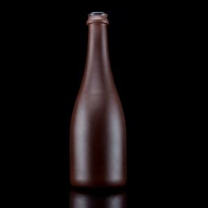 Quality 500ml Champagne Bottle With Matte Finish Unique Design Copper Coated Glass Collar for sale