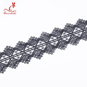 China Cheerslife Factory Price 4.5Cm Water Soluble Chemical Milk Yarn Embroidery Black Lace Trim Ribbon Border For Diy on sale