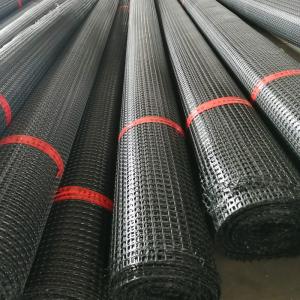 Quality 40x40mm PP Coated Geogrid Plastic Wire Mesh Biaxial Soil Reinforcement for sale