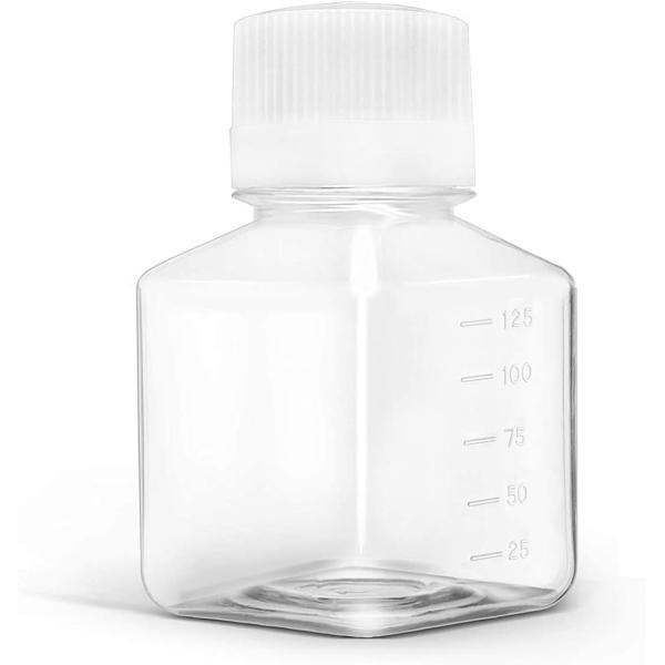 Laboratory Polypropylene Wide Mouth Reagent Bottle with Graduated Scale, Reusable Plastic Bottles with Caps