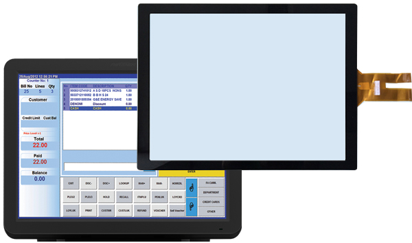 ITO Sensor POS Touch Panel Capacitive Cover Lens Multi Touch With 15 Inch