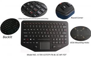 Quality IP65 Wireless Bluetooth Industrial Keyboard Robust ABS With Touchpad Backlit for sale