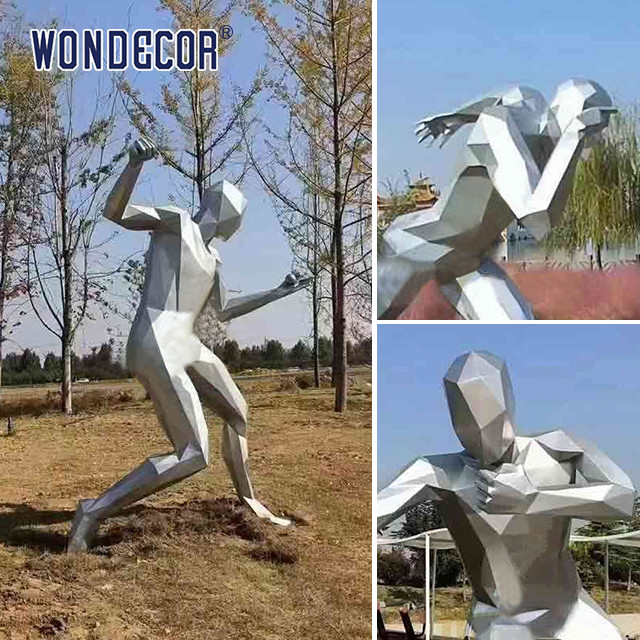 Outdoor Garden Metal Forging Technology Geometric Sports Men's Stainless Steel Sculpture