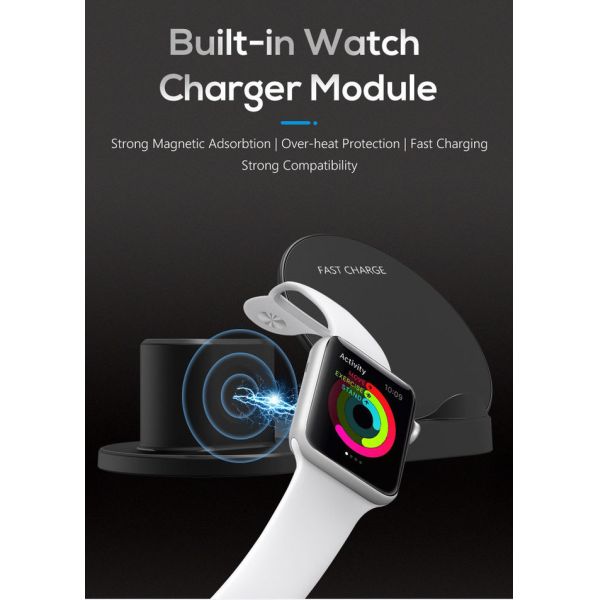 QI Enabled 10mm 5W ABS 3 In 1 QI Wireless Charger