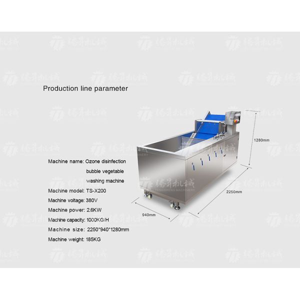 Commercial 2.6KW Fruit And Vegetable Processing Line Bubble Cleaning Juicing Machine
