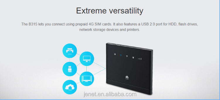 Huawei B315S-519 4G LTE 300 Mbps Mobile Wi-Fi Router Unlocked Version with VPN Server and Client Support