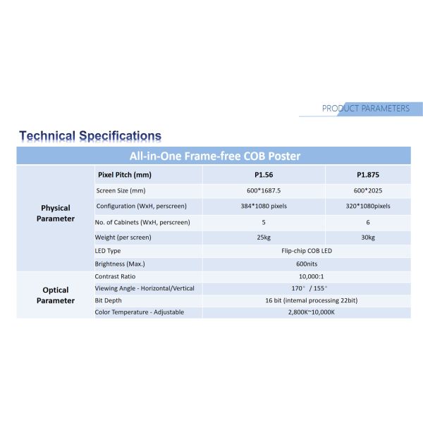 All In One Frame-free Digital Poster Full Flip-chip Common Cathode Mini LED COB Poster Screen