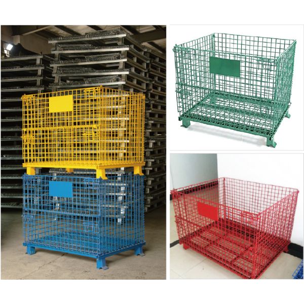 Plastic Spray Steel Wire Mesh Container Foldable Storage Cage Wire Container Steel Pallet Box
