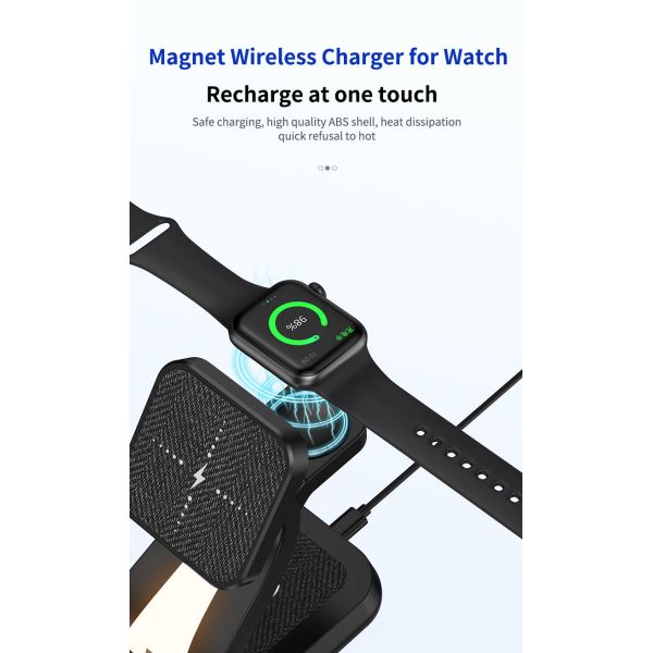 Phone Watch 3 In 1 Wireless Charger 20W / 15W Fast Magnetic With Dimmable LED Light