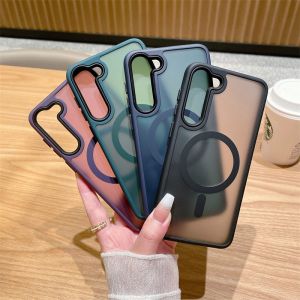 Quality Translucent Matte Magnetic Magsafe Phone Case Shockproof For Samsung S24 S25 Ultra for sale