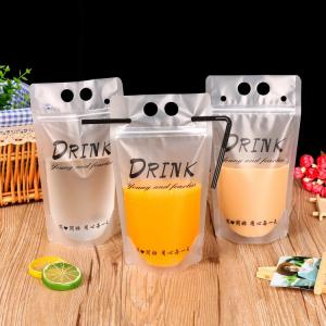 China Drinking Fruit Juice Packing Plastic Standing Pouch With Straw on sale