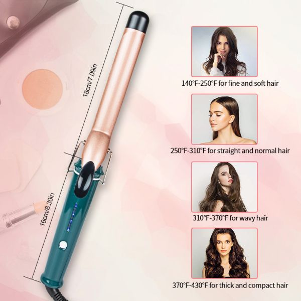 32mm Barrel Ceramic Hair Curling Iron Belt Clip Lcd Display Rohs Approval