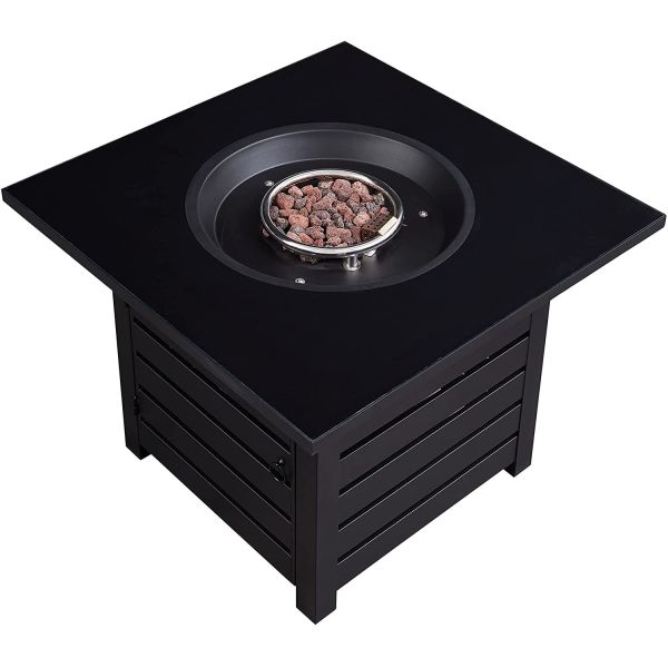 32 Inch Square 50000 BTU Gas Square Fire Pit Self-Ignition Propane Gas Brazier