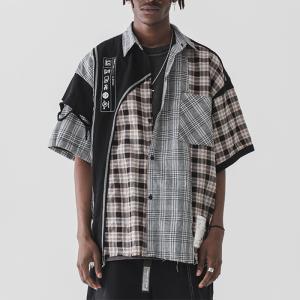 Quality Hip Hop Men's Fashion Short Sleeve Shirts 100% Cotton With High Collar for sale