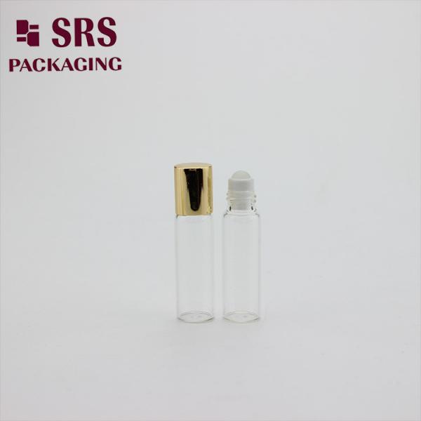 Buy transparent 5ml glass bottle with glass ball and aluminum cap empty for perfume oil at wholesale prices