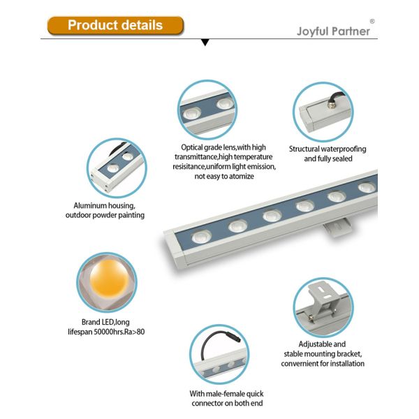 Wall Washer Light IP65 Aluminum Shell Changing Waterproof Linear Light Dmx 512